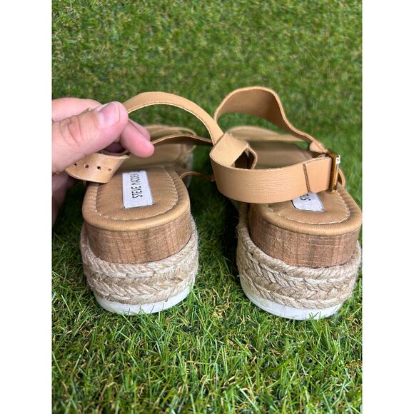 Steve‎ Madden Catia Natural Ankle Strap Open Toe Wedge Espadrille Sandals 11 - Picture 5 of 11